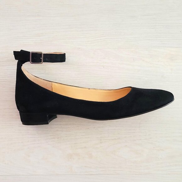 Vince Camuto Shoes - VINCE CAMUTO ATTENA Black Suede Ankle Strap ballet flat shoes Size 8